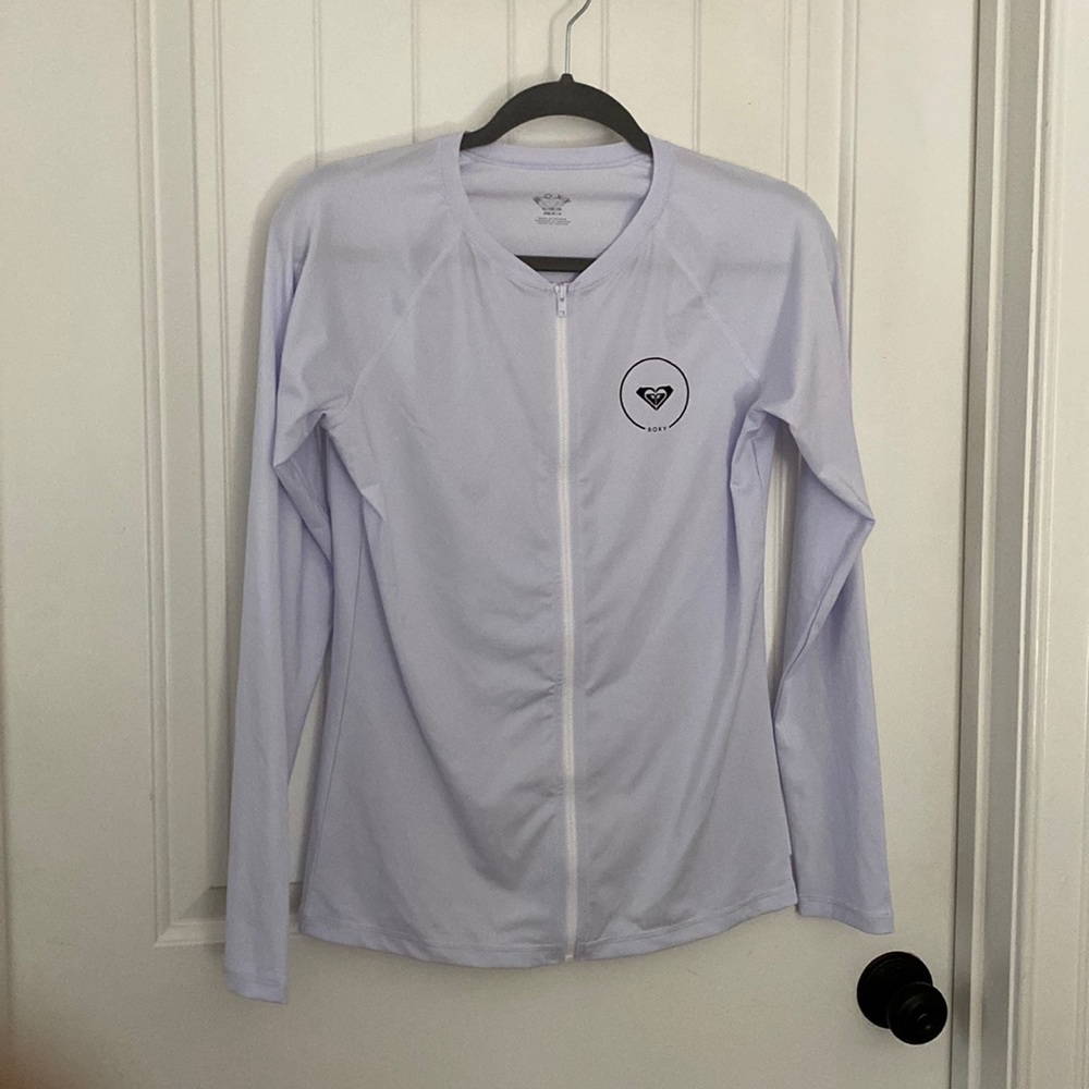 Brand-new Roxy white zipper front Long sleeve rash guard